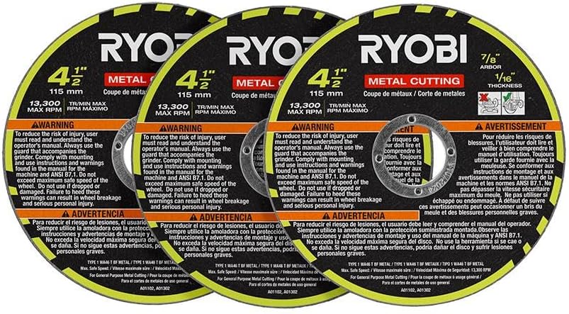 RYOBI 3 PC. 4-1/2 Metal Cutting Wheel Set 3 Pack Grinding