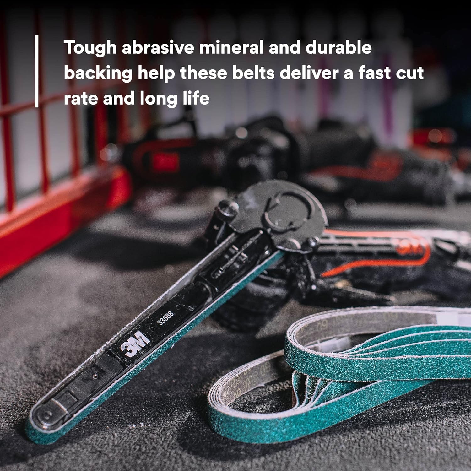 3M Green Corps Abrasive File Belt 36518, 80 Grit, Spot Weld Removal, Resin Bonded, 1/2 in x 18 in (12.7 mm x 457.2 mm), 20 Belts/Carton