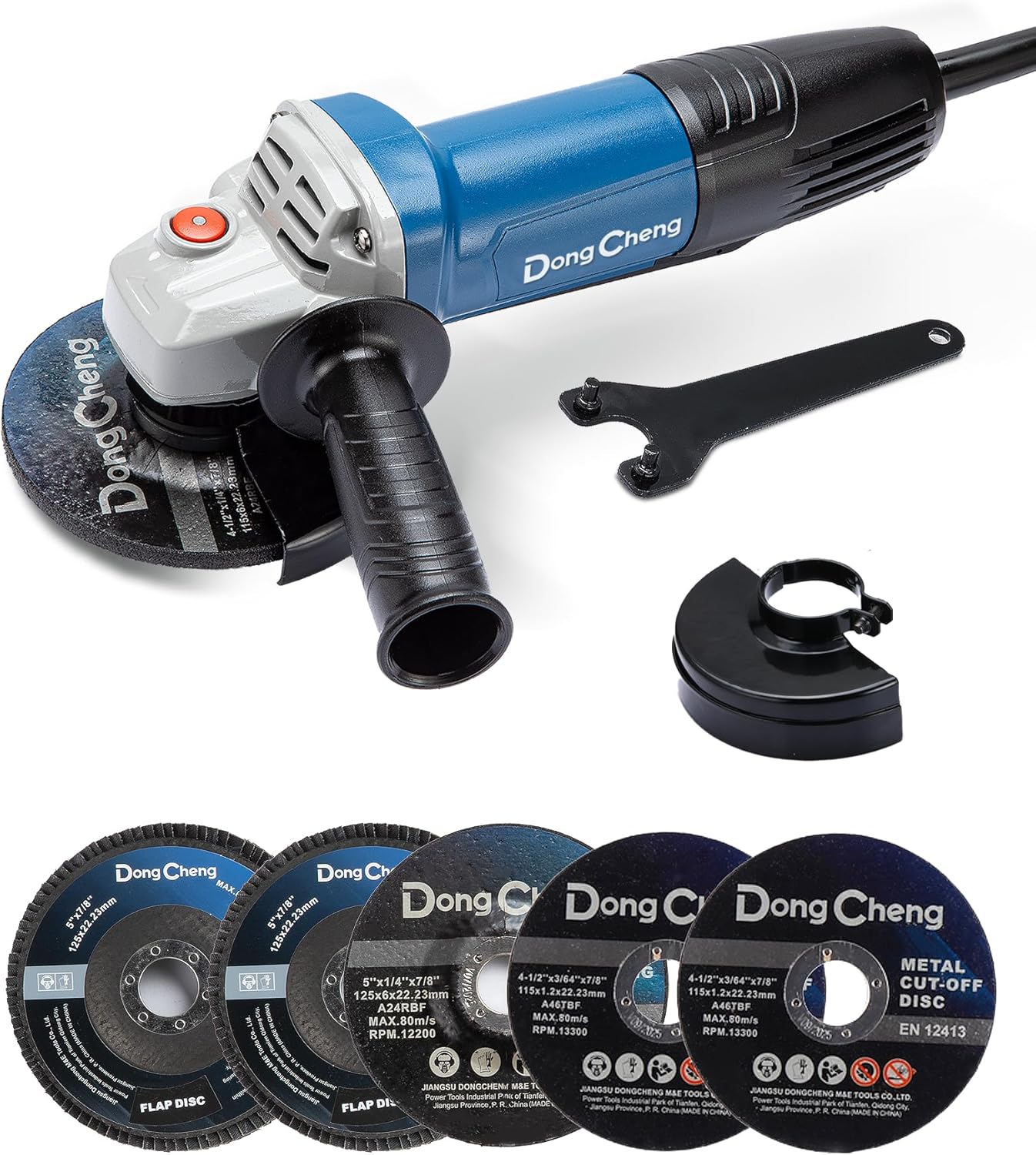 DongCheng Angle Grinder 4-1/2 inch 6.7-Amp Paddle Switch Cut off Tool 11800RPM Electric Grinder Power Tools with Cutting  Grinding Wheels, Flap Discs, Auxiliary Handle for Metal  Rust Removal