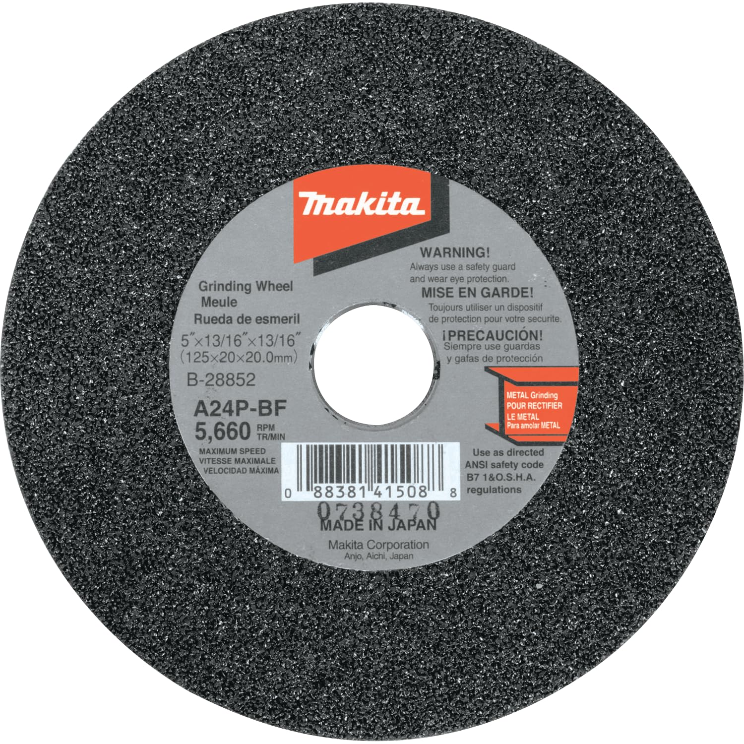 5 in. x 5/8 in. x 13/16 in. 24-Grit Grinding Wheel