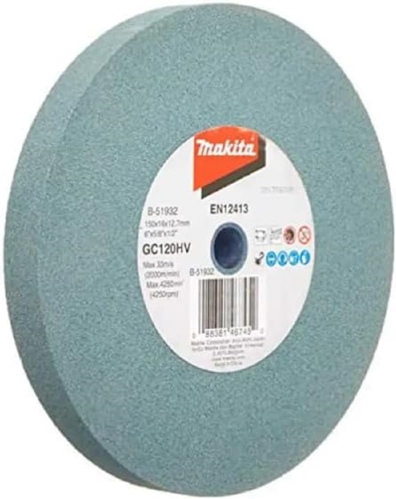 Makita GC120H 5.9inx16mmx12, 7mm Aluminum Oxide Black Abrasive Wheel for Angle Grinder, Bench Grinder, Die Grinder