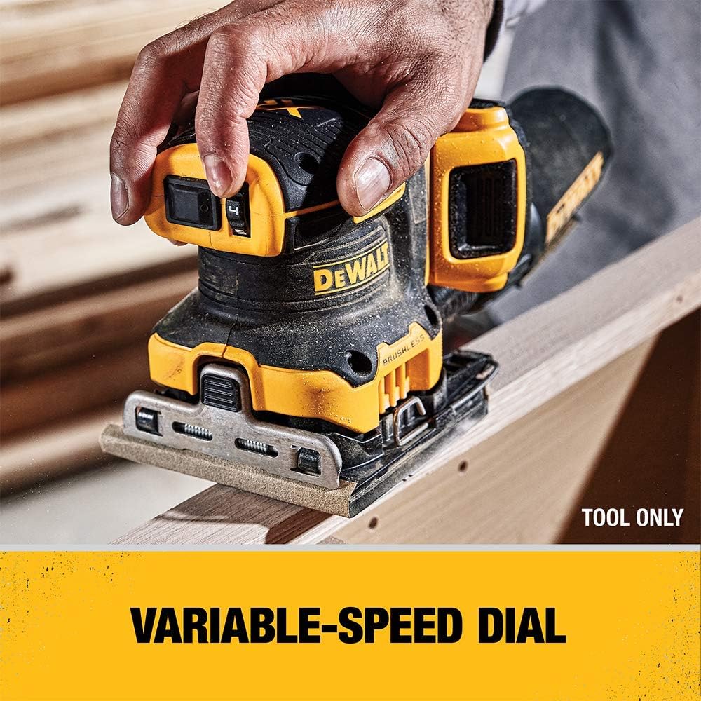 Dewalt DCW200BR 20V MAX XR Brushless Lithium-Ion 1/4 Sheet Cordless Variable Speed Sander (Tool Only) (Renewed)