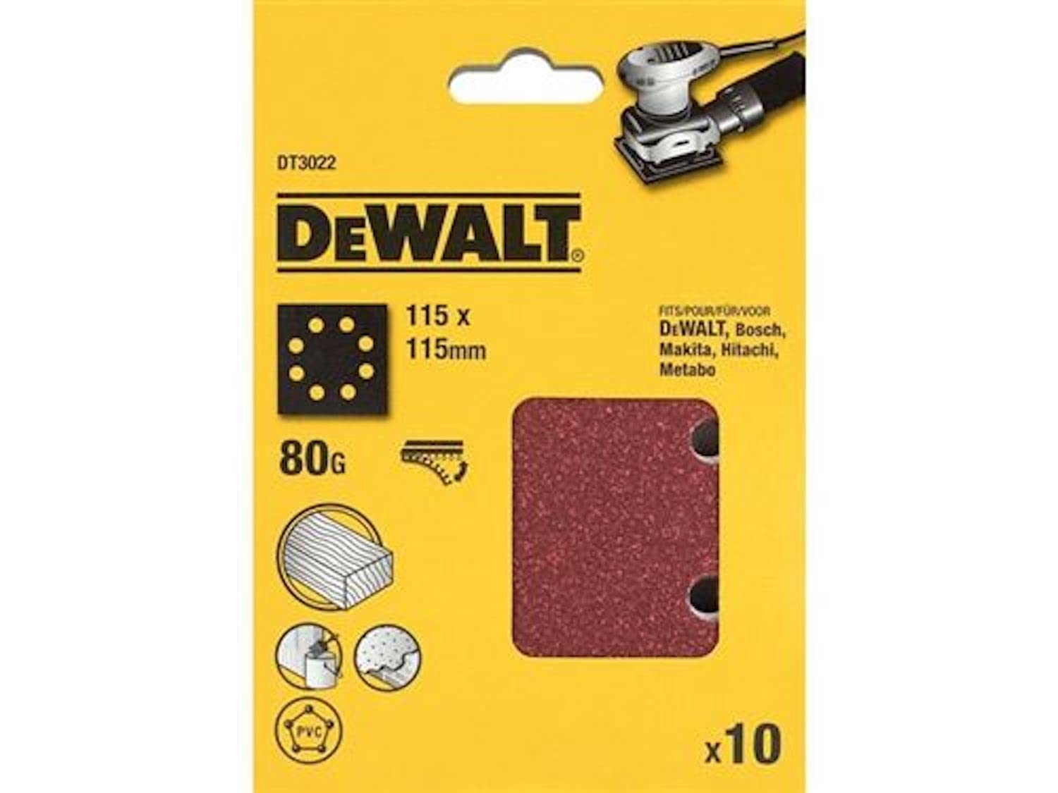 Dewalt DT3022-QZ K80 Quarter sheet sanding Belt (10 Piece), 4.53 x 4.53