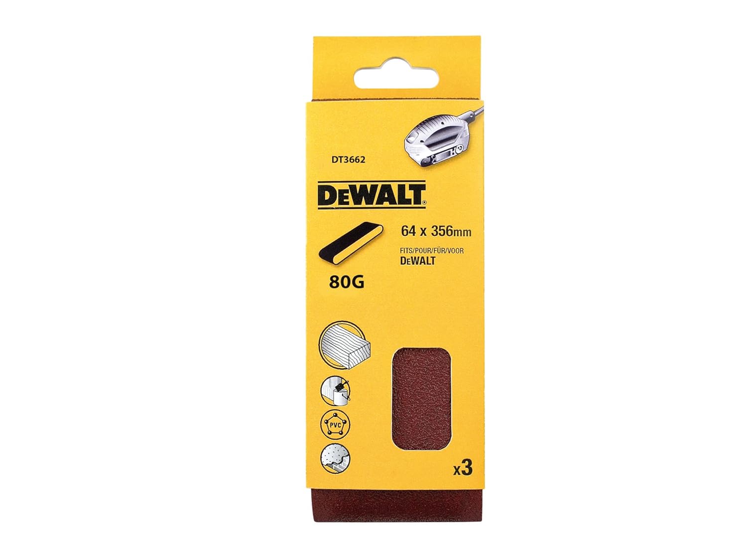 Dewalt DT3662-QZ K80 Sanding belt (3 Piece), 2.52 x 14.02
