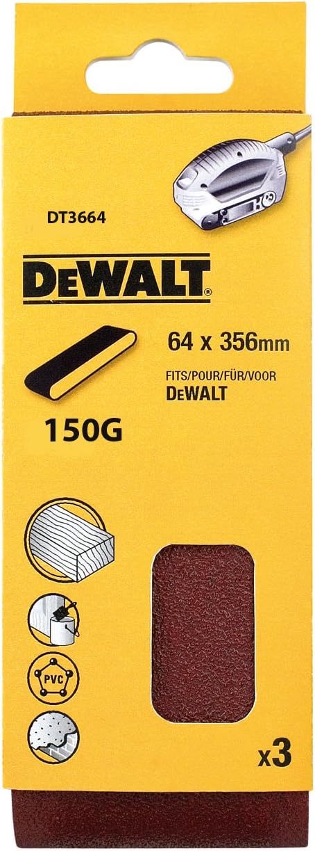 Dewalt DT3664-QZ K150 Sanding belt (3 Piece), 2.52 x 14.02