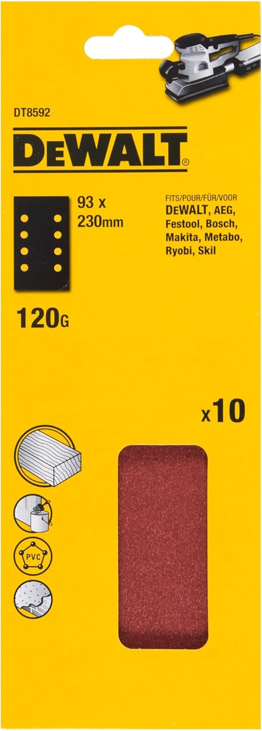 Dewalt DT8592-QZ Quater sheet sanding belt 3.7x9.05 K120 (10 Piece)