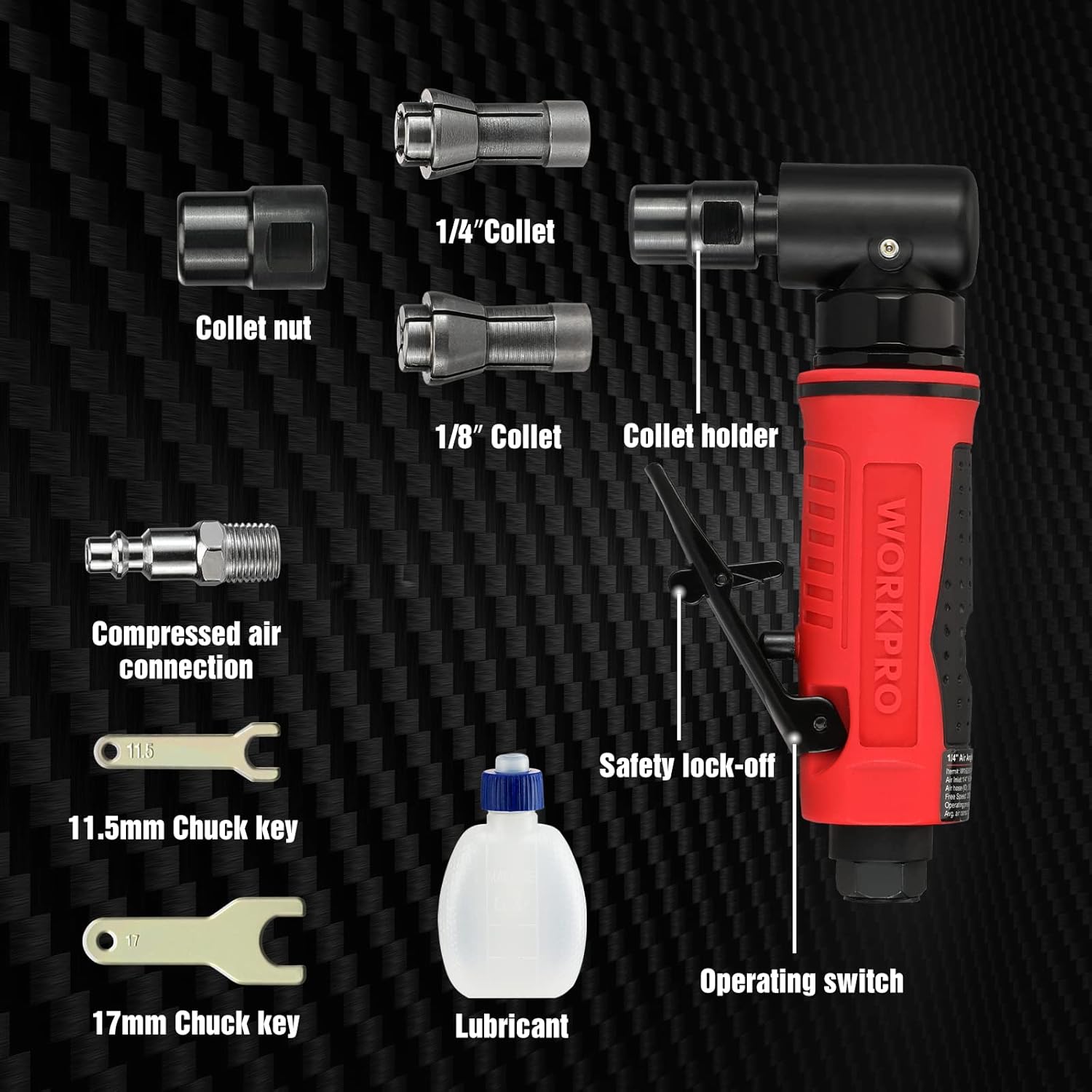 WORKPRO 1/4-Inch Air Angle Die Grinder  WORKPRO 101-pieces Sanding Discs Set