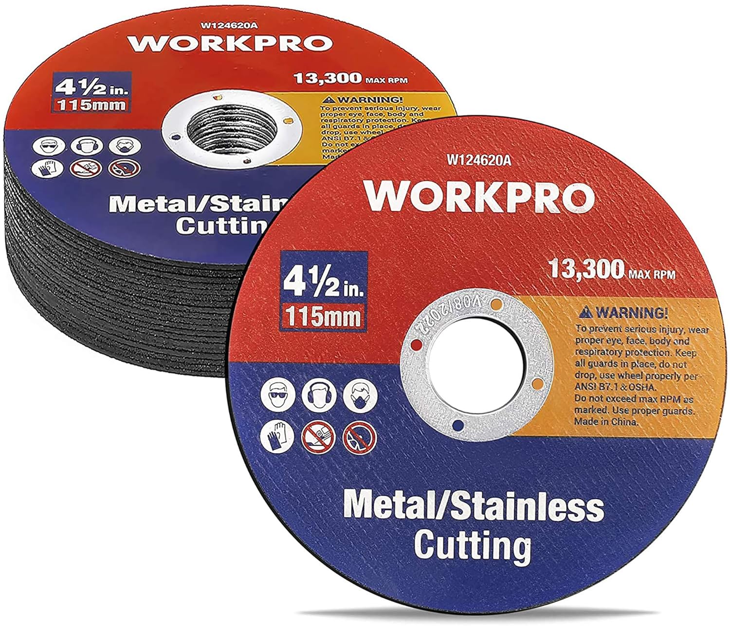 WORKPRO 20-Pack Cut-Off Wheels, 4-1/2 x 7/8-inch MetalStainless Steel Cutting Wheel, Thin Metal Cutting Disc for Angle Grinder