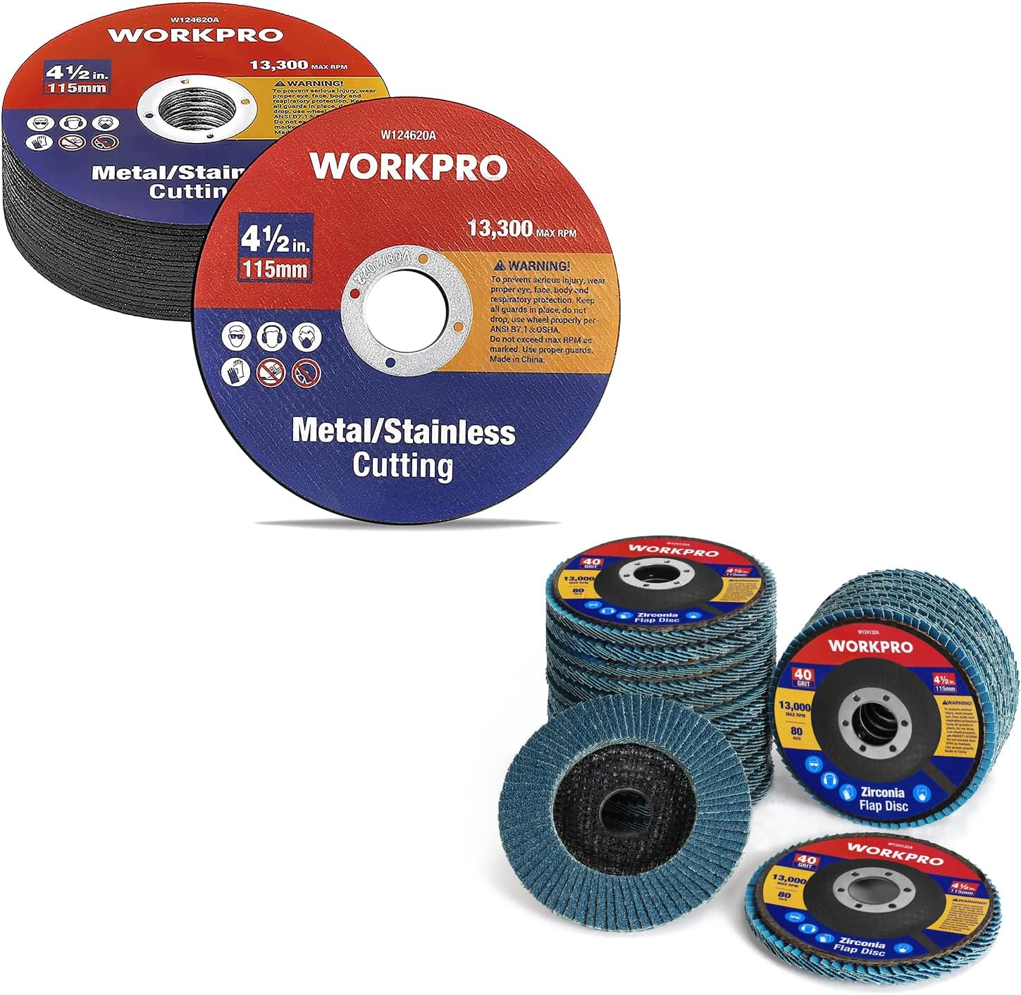 WORKPRO 20-Pack Cut-Off Wheels  WORKPRO 20-Pack Flap Discs