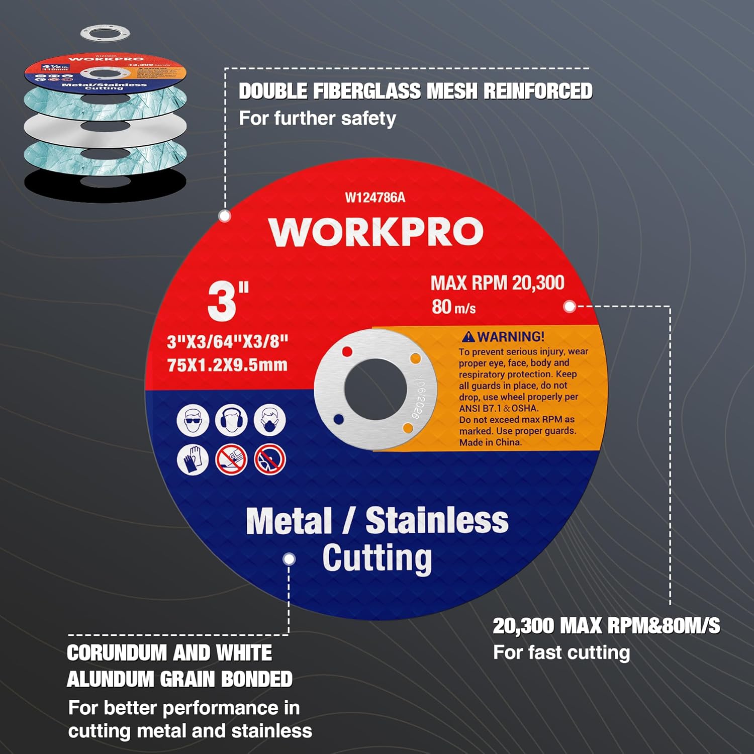 WORKPRO 20-Pack Flap Discs  3-inch Cut-Off Wheels