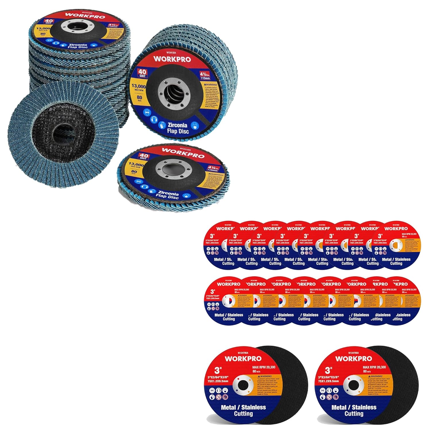 WORKPRO 20-Pack Flap Discs  3-inch Cut-Off Wheels
