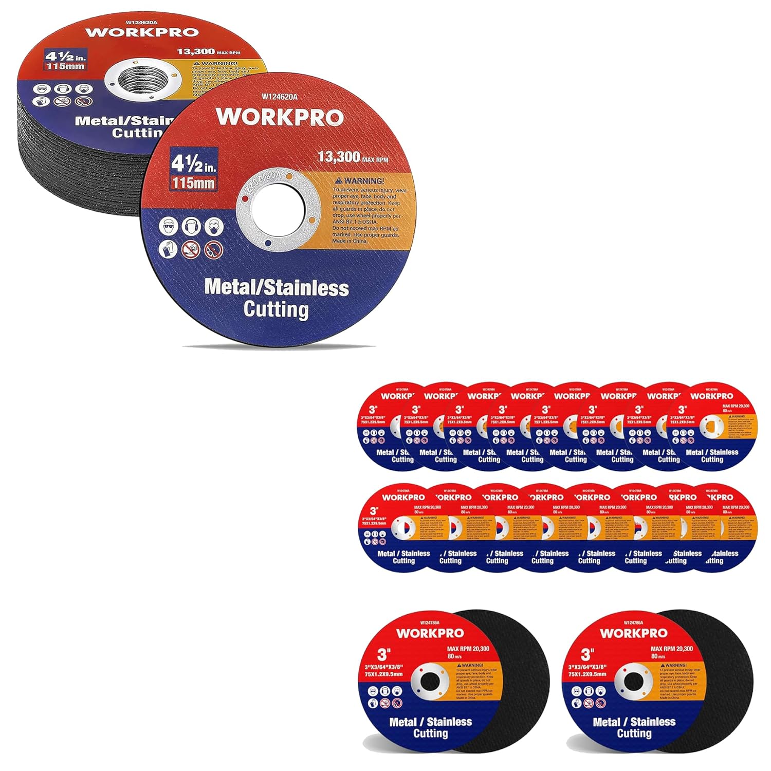WORKPRO 4-1/2-inch  3-inch Cut-Off Wheels